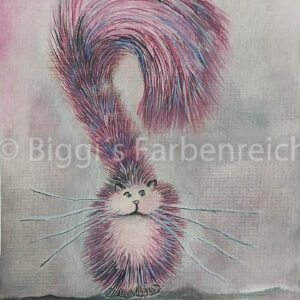 Katze mit erhobenem Schwanz