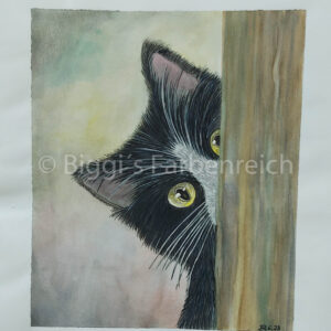 Katze hinterm Pfosten