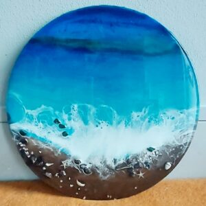 Runder Strand 40 X 40 cm. dunkler Sand