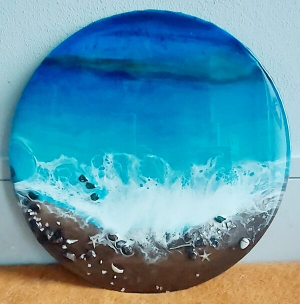 Runder Strand 40 X 40 cm. dunkler Sand